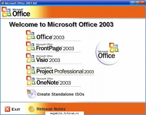 office 2003 denumire: microsoft office 2003 full operare: program: program are inclus toate felurile